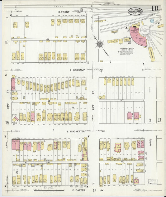 Sanborn Fire Insurance Map from Ashland, Boyd County, Kentucky (1920), Sheet #0018 - Historic Sanborn Fire Insurance Map Print, vintage old map wall art, antique decor, genealogy gift, Kentucky Kentucky map