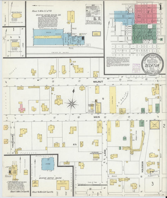 Sanborn Fire Insurance Map from Decatur, Wise County, Texas (1902), Sheet #0001 - Complete Map Set gallery image, historic Sanborn map, vintage wall art, Texas Texas