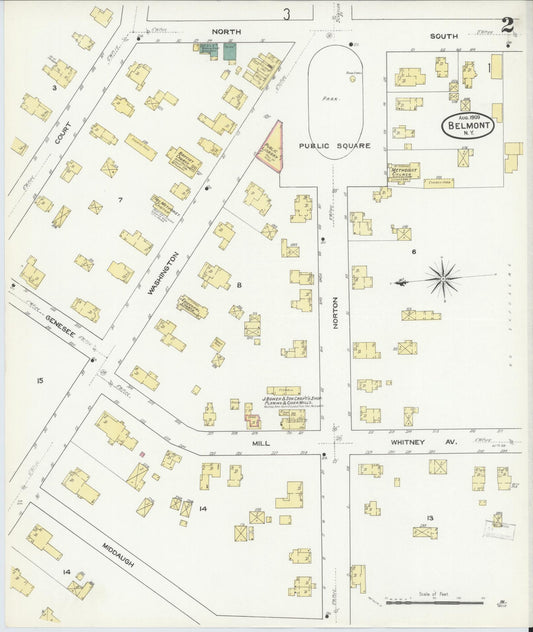 Sanborn Fire Insurance Map from Belmont, Allegany County, New York (1909), Sheet #0002 - Historic Sanborn Fire Insurance Map Print, vintage old map wall art, antique decor, genealogy gift, New York New York map