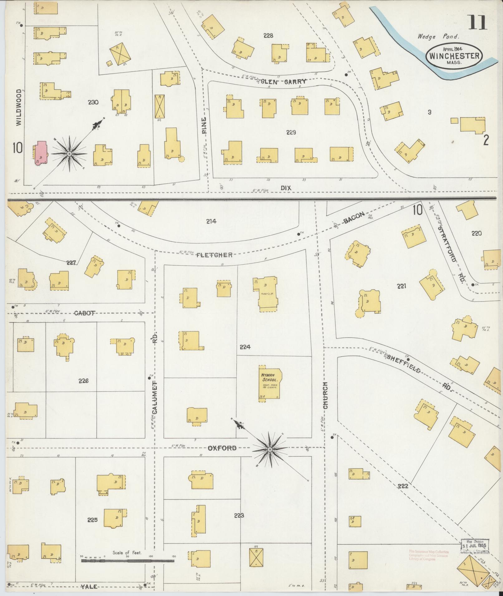 Sanborn Fire Insurance Map from Winchester, Middlesex County, Massachusetts (1904), Sheet #0011 - Complete Map Set gallery image, historic Sanborn map, vintage wall art, Massachusetts Massachusetts