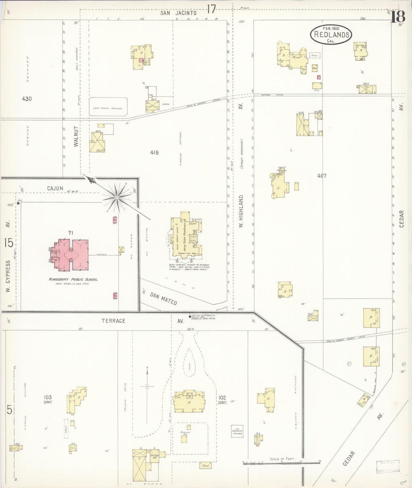 Sanborn Fire Insurance Map from Redlands, San Bernardino County, California (1900), Sheet #0018 - Complete Map Set gallery image, historic Sanborn map, vintage wall art, California California