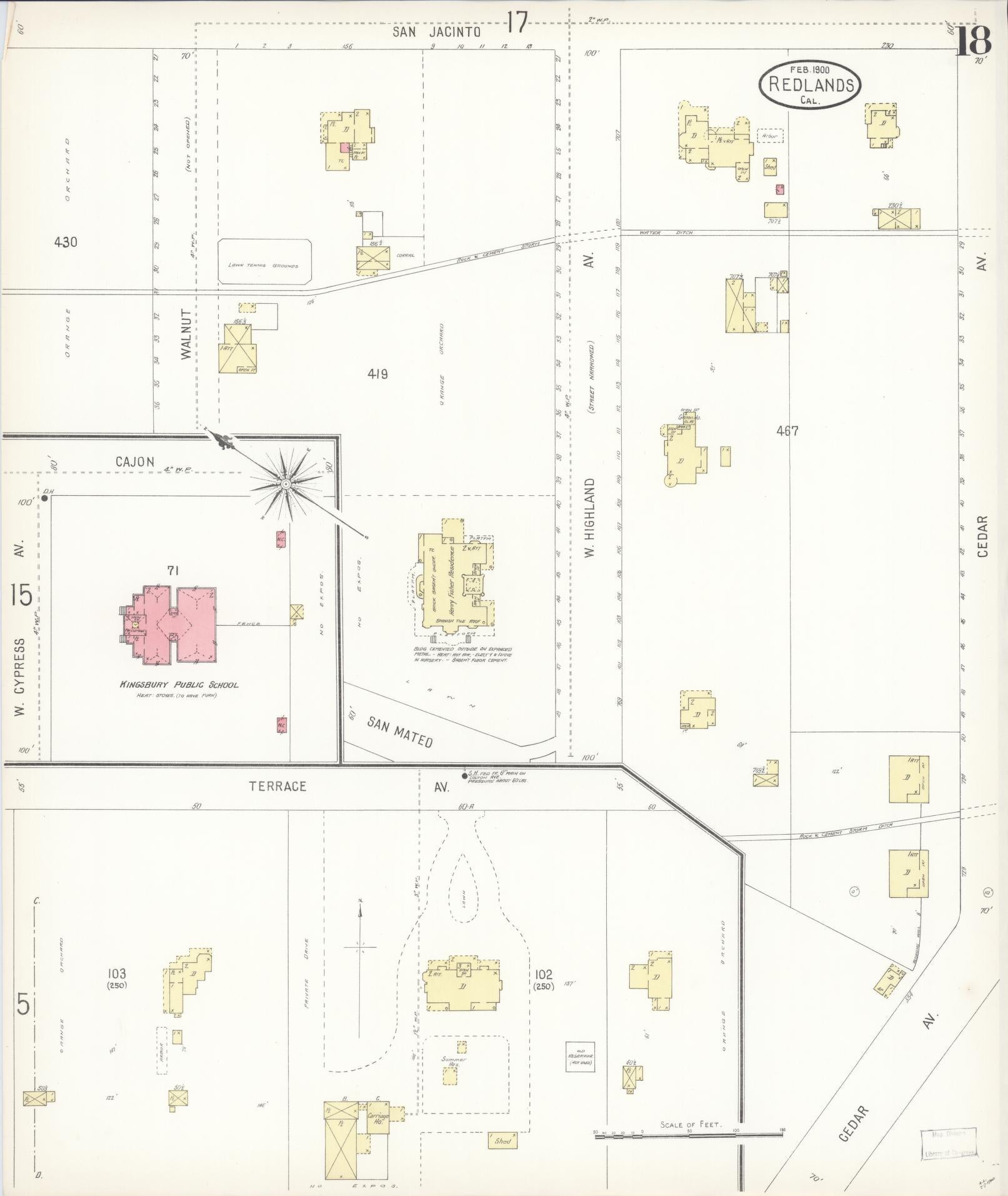 Sanborn Fire Insurance Map from Redlands, San Bernardino County, California (1900), Sheet #0018 - Complete Map Set gallery image, historic Sanborn map, vintage wall art, California California