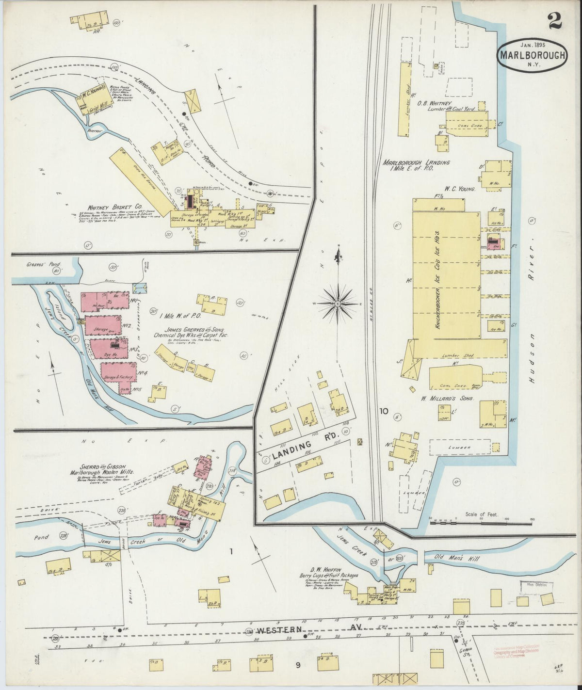 Sanborn Fire Insurance Map from Marlborough, Ulster County, New York (1895), Sheet #0002 - Complete Map Set gallery image, historic Sanborn map, vintage wall art, New York New York