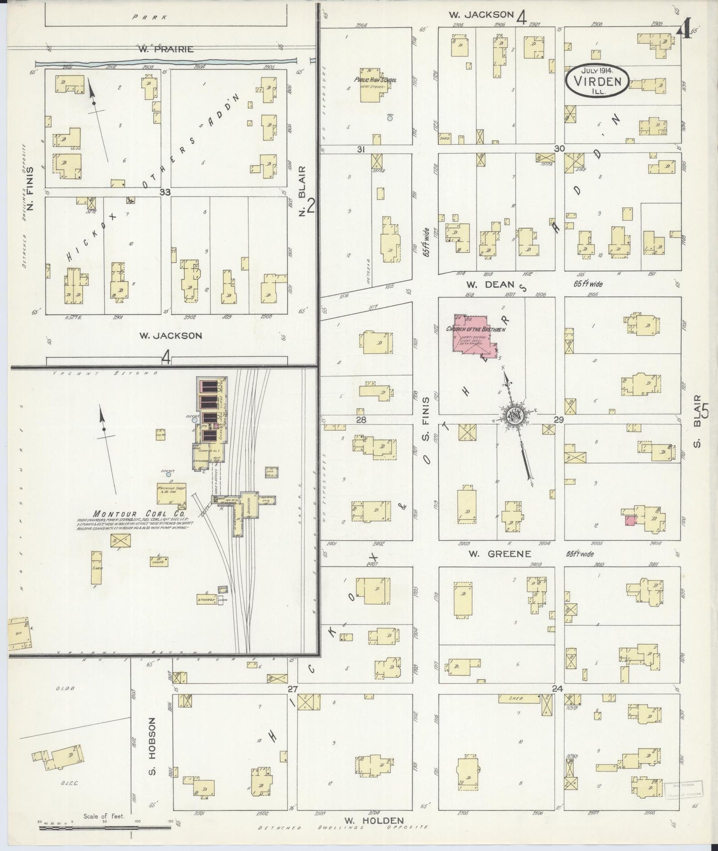 Sanborn Fire Insurance Map from Virden, Macoupin County, Illinois (1914), Sheet #0004 - Historic Sanborn Fire Insurance Map Print, vintage old map wall art, antique decor, genealogy gift, Illinois Illinois map