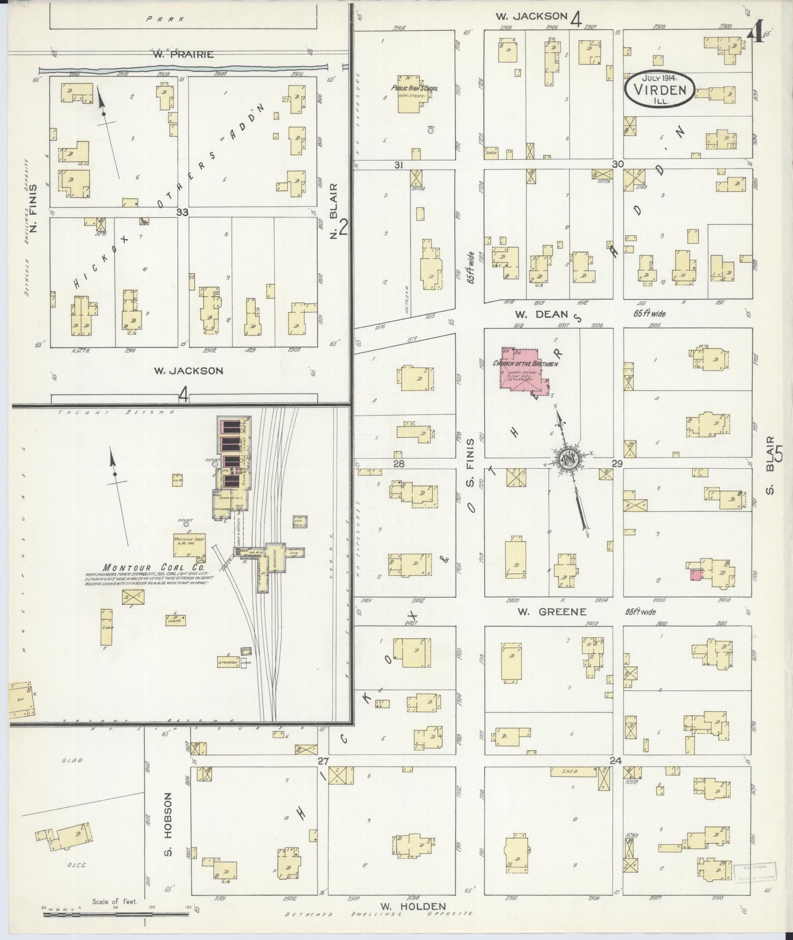 Sanborn Fire Insurance Map from Virden, Macoupin County, Illinois (1914), Sheet #0004 - Historic Sanborn Fire Insurance Map Print, vintage old map wall art, antique decor, genealogy gift, Illinois Illinois map