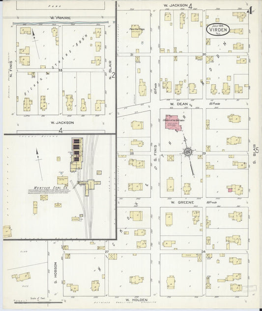 Sanborn Fire Insurance Map from Virden, Macoupin County, Illinois (1914), Sheet #0004 - Historic Sanborn Fire Insurance Map Print, vintage old map wall art, antique decor, genealogy gift, Illinois Illinois map