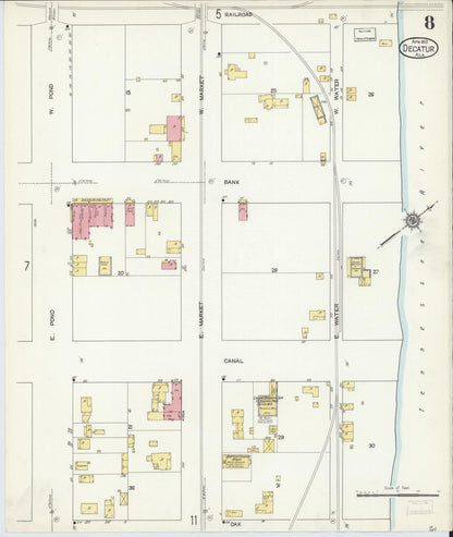 Sanborn Fire Insurance Map from Decatur, Morgan County, Alabama (1913), Sheet #0008 - Complete Map Set gallery image, historic Sanborn map, vintage wall art, Alabama Alabama