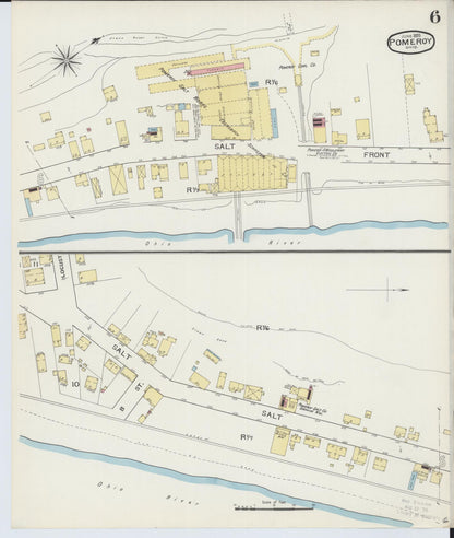 Sanborn Fire Insurance Map from Pomeroy, Meigs County, Ohio (1893), Sheet #0006 - Historic Sanborn Fire Insurance Map Print, vintage old map wall art, antique decor, genealogy gift, Ohio Ohio map