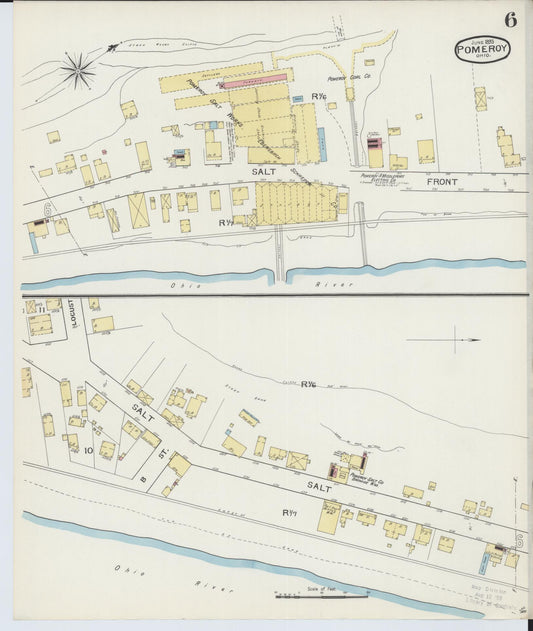 Sanborn Fire Insurance Map from Pomeroy, Meigs County, Ohio (1893), Sheet #0006 - Historic Sanborn Fire Insurance Map Print, vintage old map wall art, antique decor, genealogy gift, Ohio Ohio map