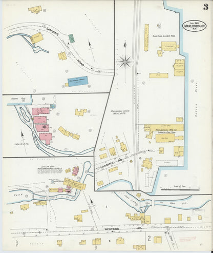 Sanborn Fire Insurance Map from Marlborough, Ulster County, New York (1905), Sheet #0003 - Historic Sanborn Fire Insurance Map Print, vintage old map wall art, antique decor, genealogy gift, New York New York map