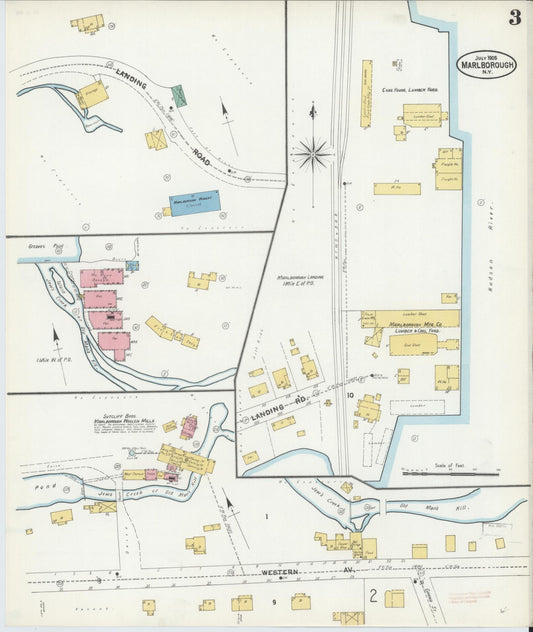 Sanborn Fire Insurance Map from Marlborough, Ulster County, New York (1905), Sheet #0003 - Historic Sanborn Fire Insurance Map Print, vintage old map wall art, antique decor, genealogy gift, New York New York map