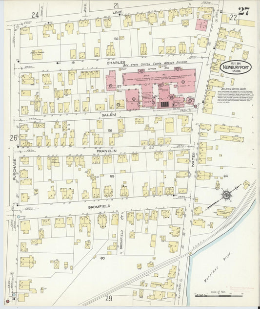 Sanborn Fire Insurance Map from Newburyport, Essex County, Massachusetts (1914), Sheet #0027 - Historic Sanborn Fire Insurance Map Print, vintage old map wall art, antique decor, genealogy gift, Massachusetts Massachusetts map