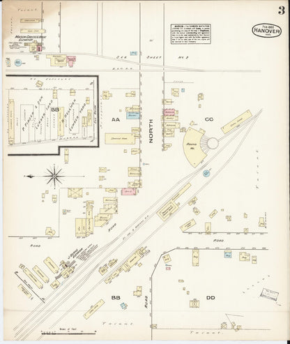 Sanborn Fire Insurance Map from Hanover, Washington County, Kansas (1885), Sheet #0003 - Complete Map Set gallery image, historic Sanborn map, vintage wall art, Kansas Kansas