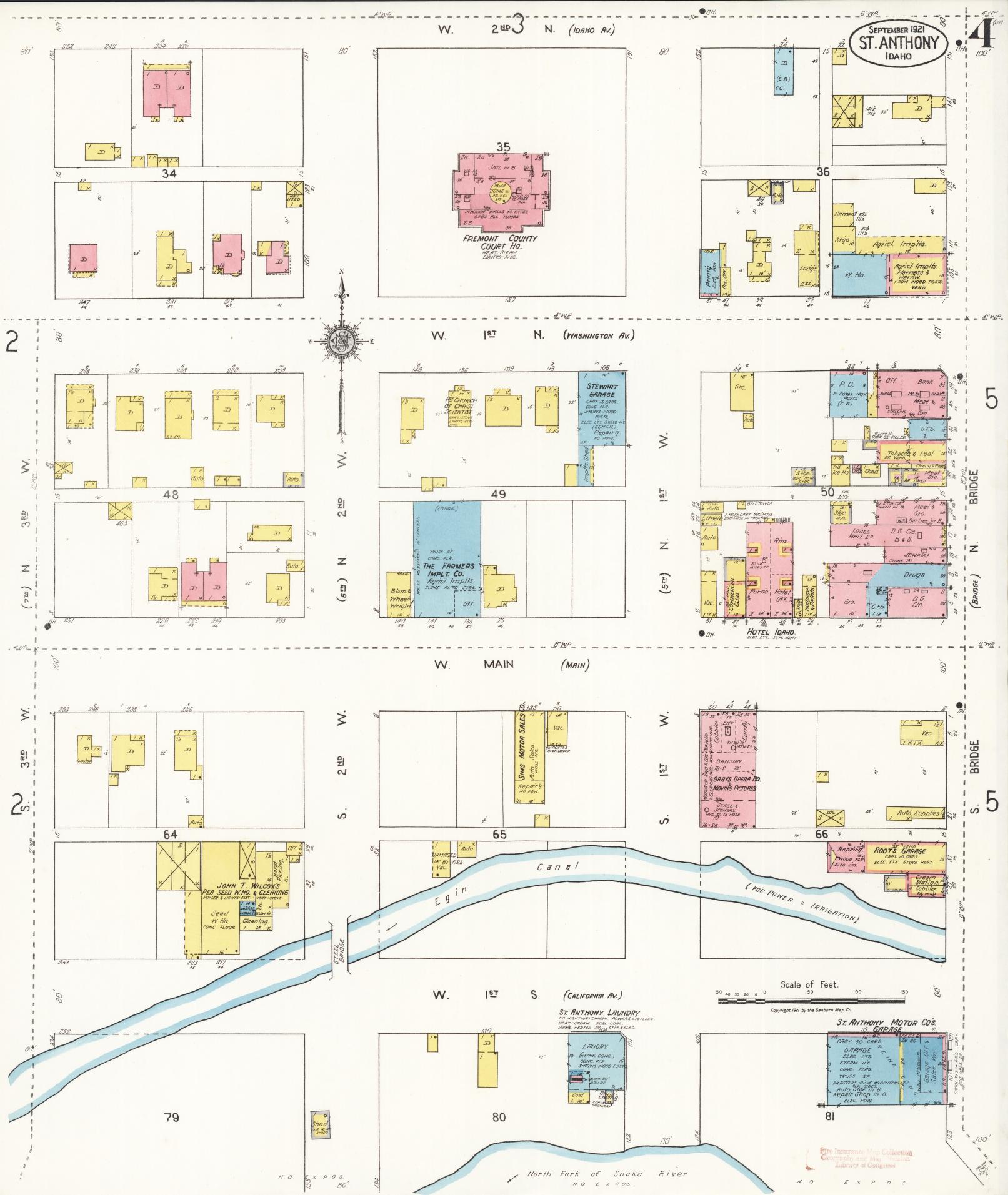Sanborn Fire Insurance Map from Saint Anthony, Fremont County, Idaho (1921), Sheet #0004 - Complete Map Set gallery image, historic Sanborn map, vintage wall art, Idaho Idaho