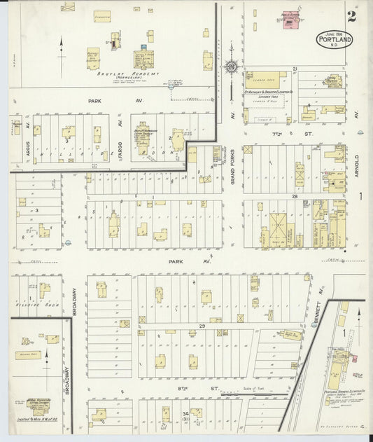 Sanborn Fire Insurance Map from Portland, Traill County, North Dakota (1914), Sheet #0002 - Historic Sanborn Fire Insurance Map Print, vintage old map wall art, antique decor, genealogy gift, North Dakota North Dakota map