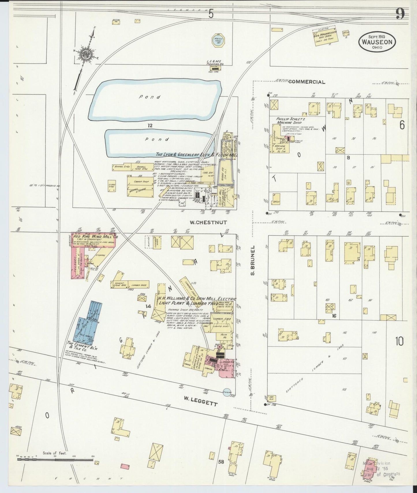 Sanborn Fire Insurance Map from Wauseon, Fulton County, Ohio (1910), Sheet #0009 - Historic Sanborn Fire Insurance Map Print, vintage old map wall art, antique decor, genealogy gift, Ohio Ohio map