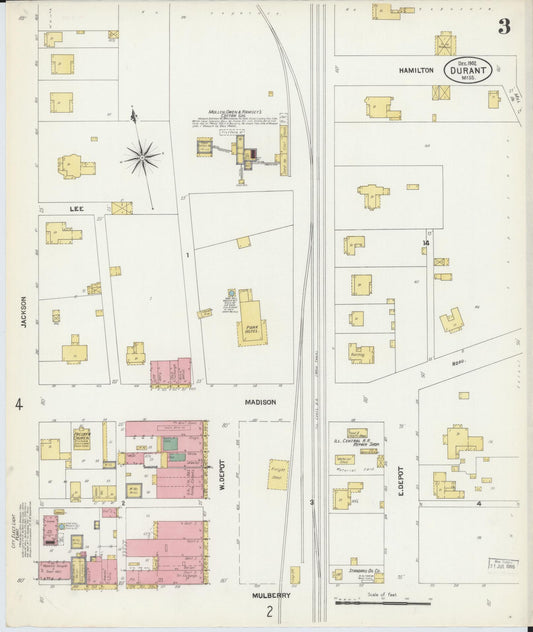 Sanborn Fire Insurance Map from Durant, Holmes County, Mississippi (1902), Sheet #0003 - Historic Sanborn Fire Insurance Map Print, vintage old map wall art, antique decor, genealogy gift, Mississippi Mississippi map