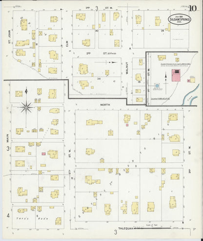 Sanborn Fire Insurance Map from Siloam Springs, Benton County, Arkansas (1908), Sheet #0010 - Complete Map Set gallery image, historic Sanborn map, vintage wall art, Arkansas Arkansas