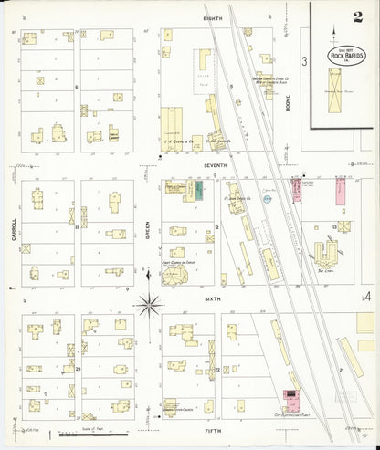 Sanborn Fire Insurance Map from Rock Rapids, Lyon County, Iowa (1907), Sheet #0002 - Historic Sanborn Fire Insurance Map Print