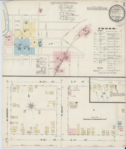 Sanborn Fire Insurance Map from Columbia, Maury County, Tennessee (1887), Sheet #0001 - Complete Map Set gallery image, historic Sanborn map, vintage wall art, Tennessee Tennessee