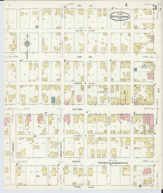 Sanborn Fire Insurance Map from West Alexandria, Preble County, Ohio (1912), Sheet #0003 - Historic Sanborn Fire Insurance Map Print, vintage old map wall art, antique decor, genealogy gift, Ohio Ohio map