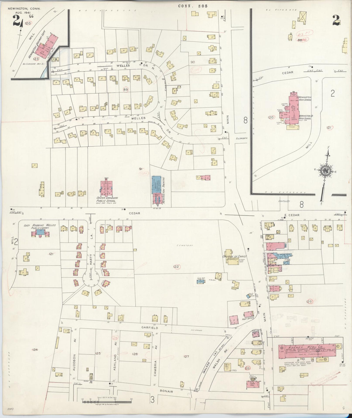 Sanborn Fire Insurance Map from Newington, Hartford County, Connecticut (1947), Sheet #0002 - Complete Map Set gallery image, historic Sanborn map, vintage wall art, Connecticut Connecticut