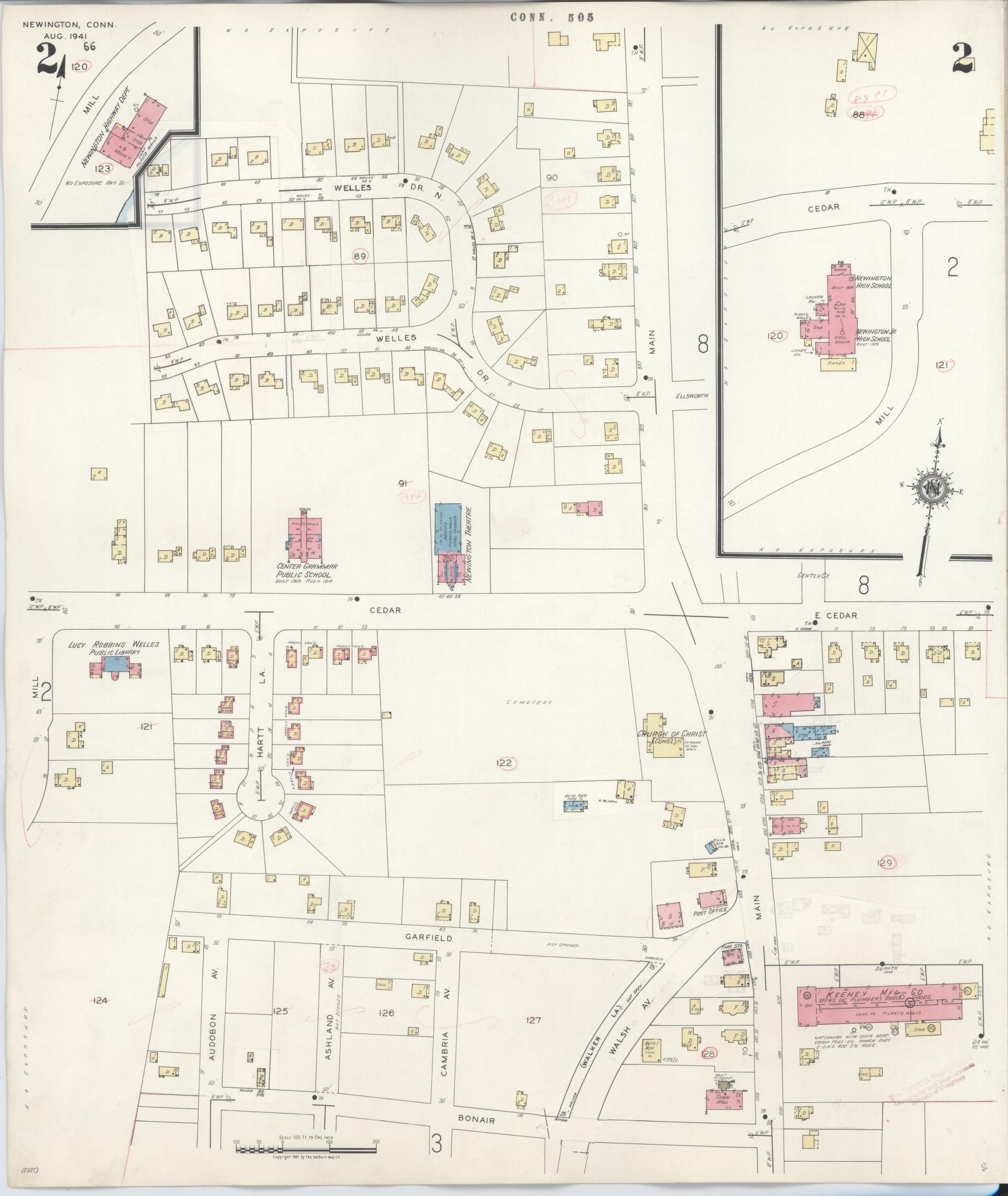 Sanborn Fire Insurance Map from Newington, Hartford County, Connecticut (1947), Sheet #0002 - Complete Map Set gallery image, historic Sanborn map, vintage wall art, Connecticut Connecticut