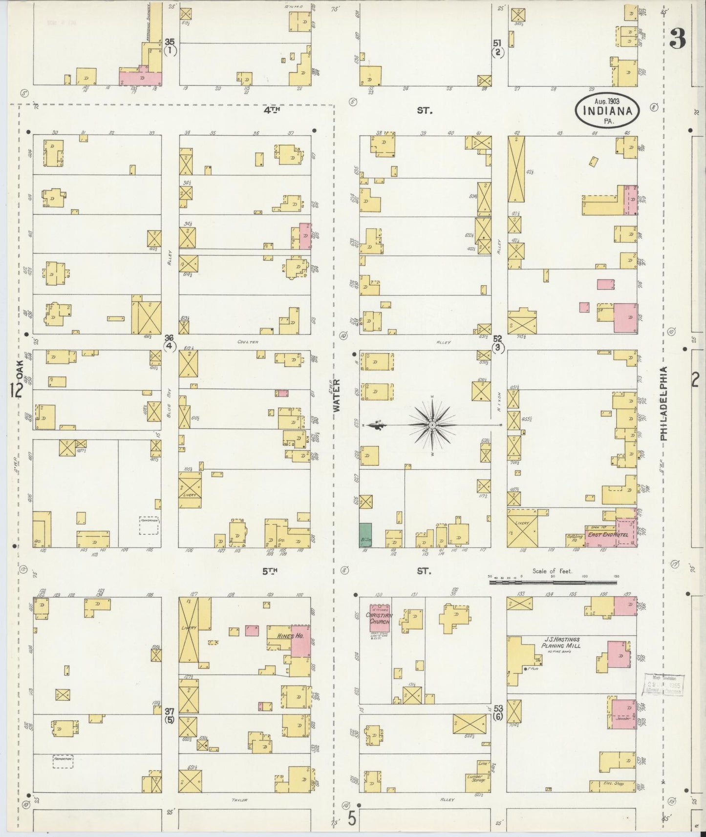 Sanborn Fire Insurance Map from Indiana, Indiana County, Pennsylvania (1903), Sheet #0003 - Historic Sanborn Fire Insurance Map Print, vintage old map wall art, antique decor, genealogy gift, Sanborn Fire Insurance Map from Indiana Indiana map
