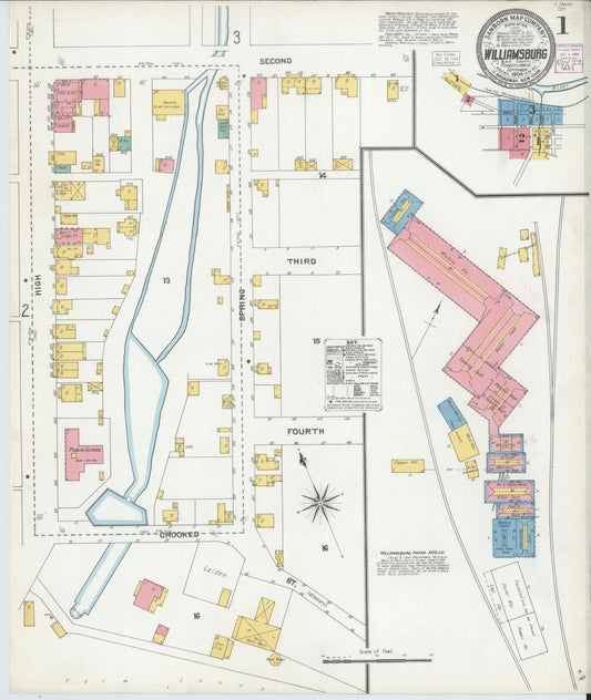 Sanborn Fire Insurance Map from Williamsburg, Blair County, Pennsylvania (1904), Sheet #0001 - Historic Sanborn Fire Insurance Map Print, vintage old map wall art, antique decor, genealogy gift, Pennsylvania Pennsylvania map