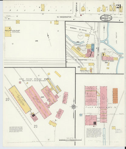 Sanborn Fire Insurance Map from Marquette, Marquette County, Michigan (1917), Sheet #0021 - Complete Map Set gallery image, historic Sanborn map, vintage wall art, Michigan Michigan