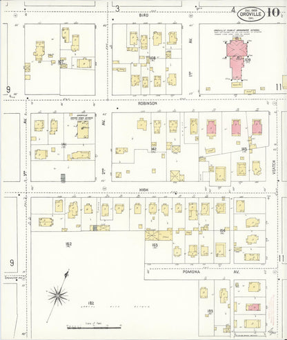 Sanborn Fire Insurance Map from Oroville, Butte County, California (1909), Sheet #0010 - Complete Map Set gallery image, historic Sanborn map, vintage wall art, California California
