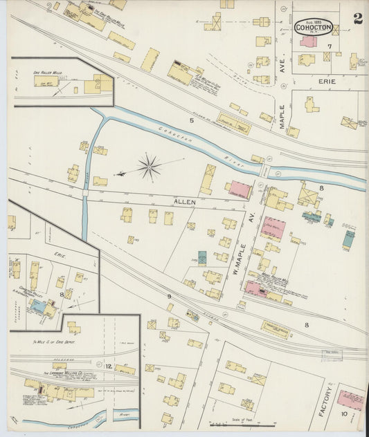 Sanborn Fire Insurance Map from Cohocton, Steuben County, New York (1893), Sheet #0002 - Historic Sanborn Fire Insurance Map Print, vintage old map wall art, antique decor, genealogy gift, New York New York map