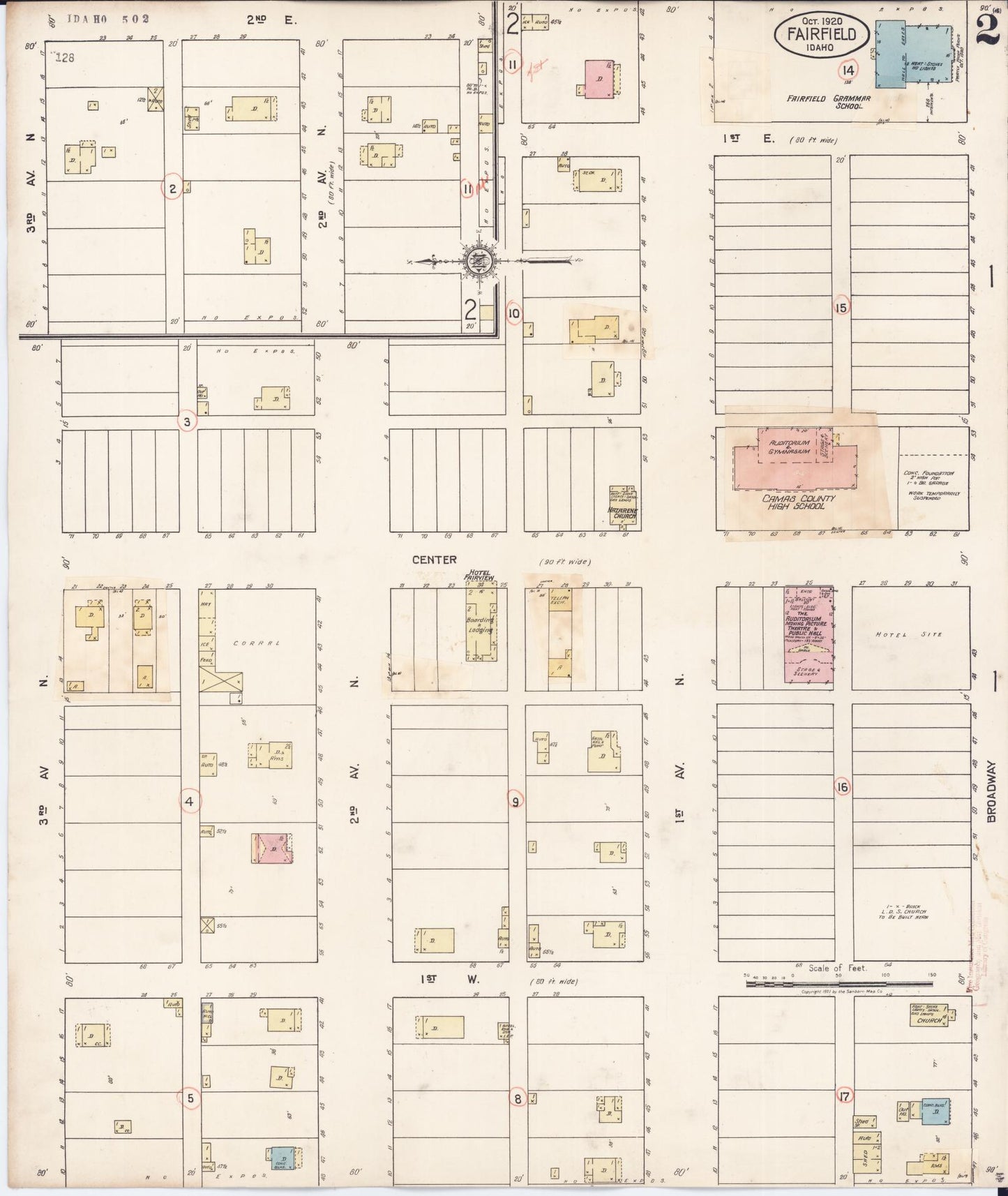 Sanborn Fire Insurance Map from Fairfield, Camas County, Idaho (1931), Sheet #0002 - Historic Sanborn Fire Insurance Map Print, vintage old map wall art, antique decor, genealogy gift, Idaho Idaho map