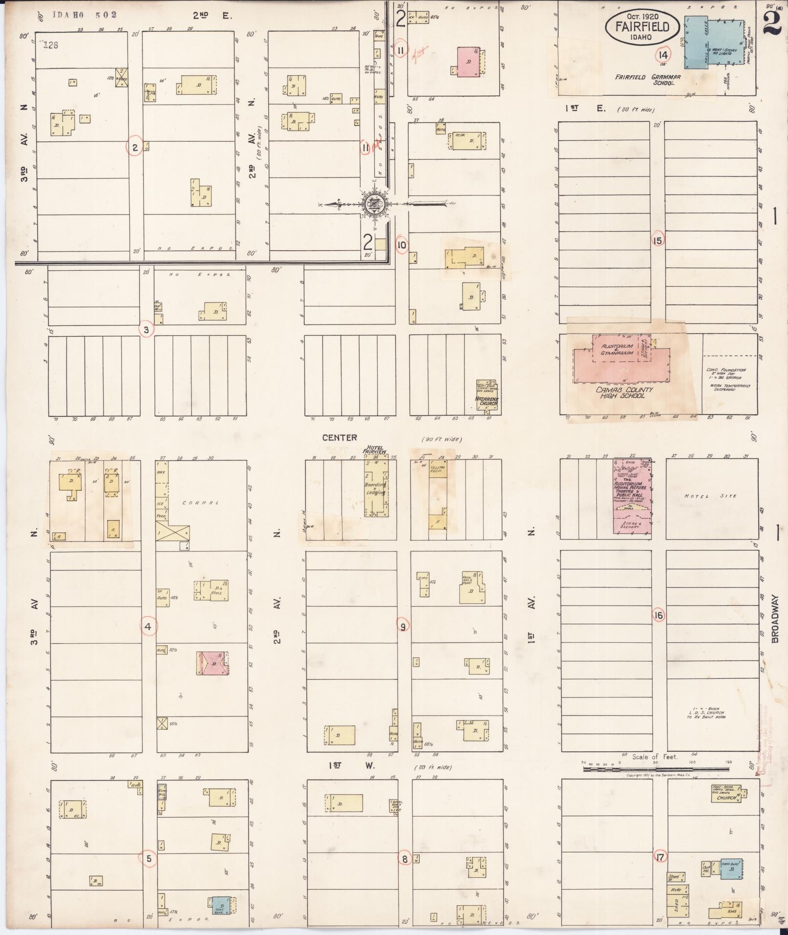 Sanborn Fire Insurance Map from Fairfield, Camas County, Idaho (1931), Sheet #0002 - Historic Sanborn Fire Insurance Map Print, vintage old map wall art, antique decor, genealogy gift, Idaho Idaho map