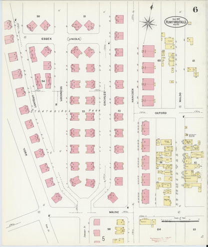 Sanborn Fire Insurance Map from Rumford Falls, Oxford County, Maine (1907), Sheet #0006 - Complete Map Set gallery image, historic Sanborn map, vintage wall art, Maine Maine