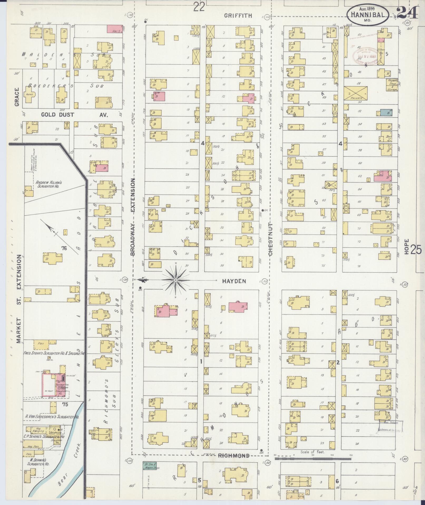 Sanborn Fire Insurance Map from Hannibal, Marion County, Missouri (1899), Sheet #0024 - Complete Map Set gallery image, historic Sanborn map, vintage wall art, Missouri Missouri