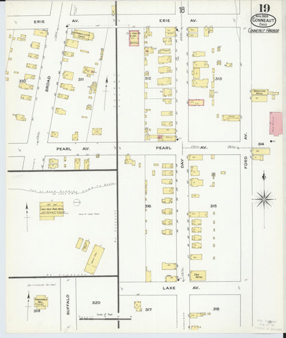 Sanborn Fire Insurance Map from Conneaut, Ashtabula County, Ohio (1909), Sheet #0019 - Historic Sanborn Fire Insurance Map Print, vintage old map wall art, antique decor, genealogy gift, Ohio Ohio map