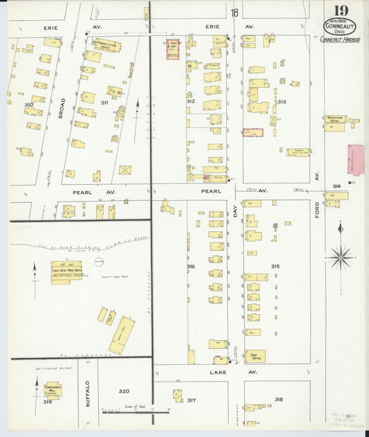 Sanborn Fire Insurance Map from Conneaut, Ashtabula County, Ohio (1909), Sheet #0019 - Historic Sanborn Fire Insurance Map Print, vintage old map wall art, antique decor, genealogy gift, Ohio Ohio map