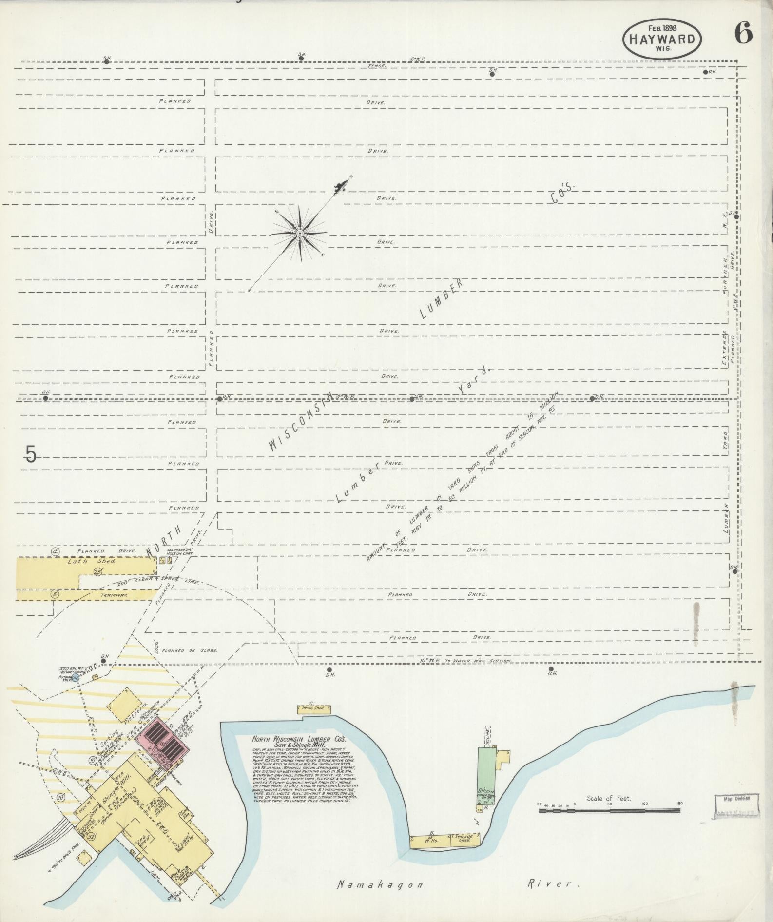 Sanborn Fire Insurance Map from Hayward, Sawyer County, Wisconsin (1898), Sheet #0006 - Complete Map Set gallery image, historic Sanborn map, vintage wall art, Wisconsin Wisconsin