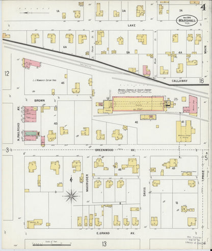Sanborn Fire Insurance Map from Marshall, Harrison County, Texas (1899), Sheet #0004 - Complete Map Set gallery image, historic Sanborn map, vintage wall art, Texas Texas
