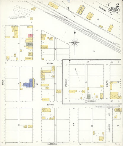Sanborn Fire Insurance Map from Oroville, Okanogan County, Washington (1909), Sheet #0002 - Complete Map Set gallery image, historic Sanborn map, vintage wall art, Washington Washington