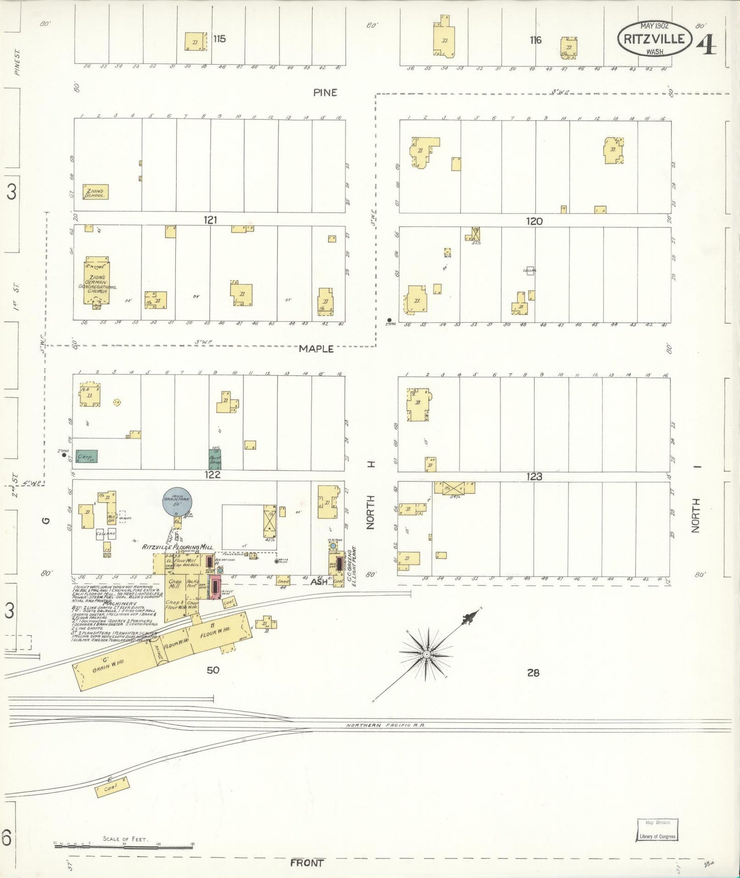 Sanborn Fire Insurance Map from Ritzville, Adams County, Washington (1902), Sheet #0004 - Complete Map Set gallery image, historic Sanborn map, vintage wall art, Washington Washington