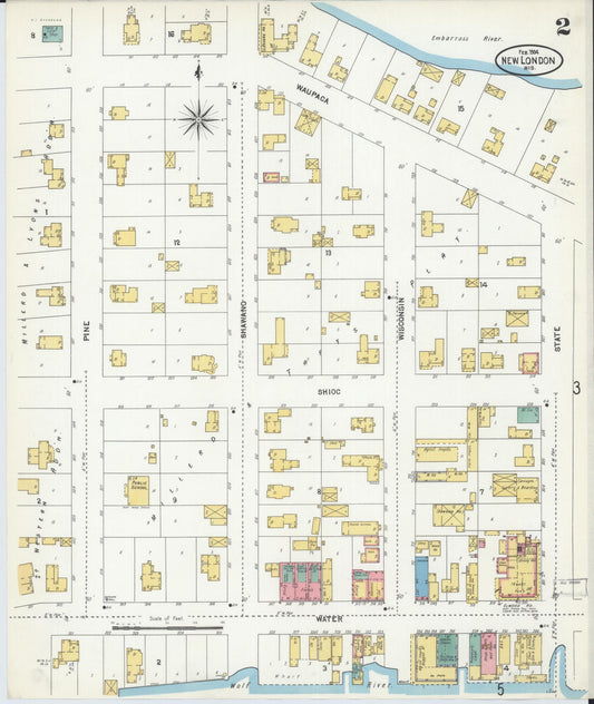 Sanborn Fire Insurance Map from New London, Waupaca and Outagamie Counties, Wisconsin (1904), Sheet #0002 - Historic Sanborn Fire Insurance Map Print, vintage old map wall art, antique decor, genealogy gift, Wisconsin Wisconsin map