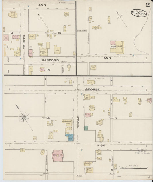 Sanborn Fire Insurance Map from Milford, Pike County, Pennsylvania (1885), Sheet #0002 - Historic Sanborn Fire Insurance Map Print, vintage old map wall art, antique decor, genealogy gift, Pennsylvania Pennsylvania map