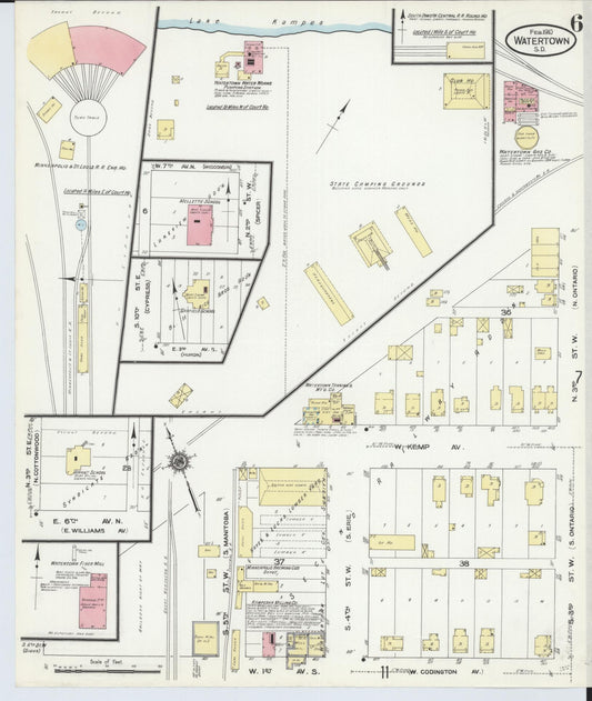 Sanborn Fire Insurance Map from Watertown, Codington County, South Dakota (1910), Sheet #0006 - Historic Sanborn Fire Insurance Map Print, vintage old map wall art, antique decor, genealogy gift, South Dakota South Dakota map