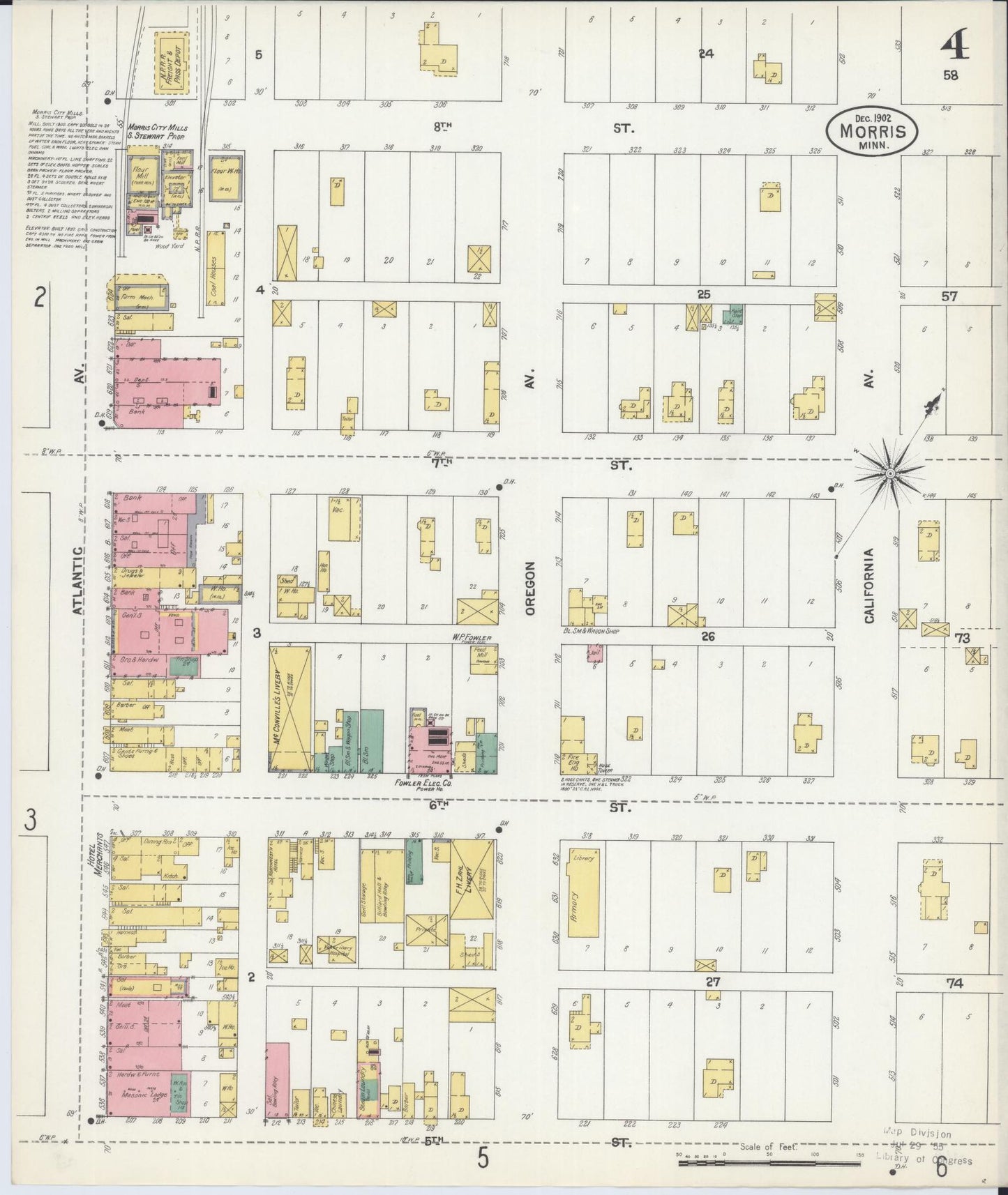 Sanborn Fire Insurance Map from Morris, Stevens County, Minnesota (1902), Sheet #0004 - Complete Map Set gallery image, historic Sanborn map, vintage wall art, Minnesota Minnesota