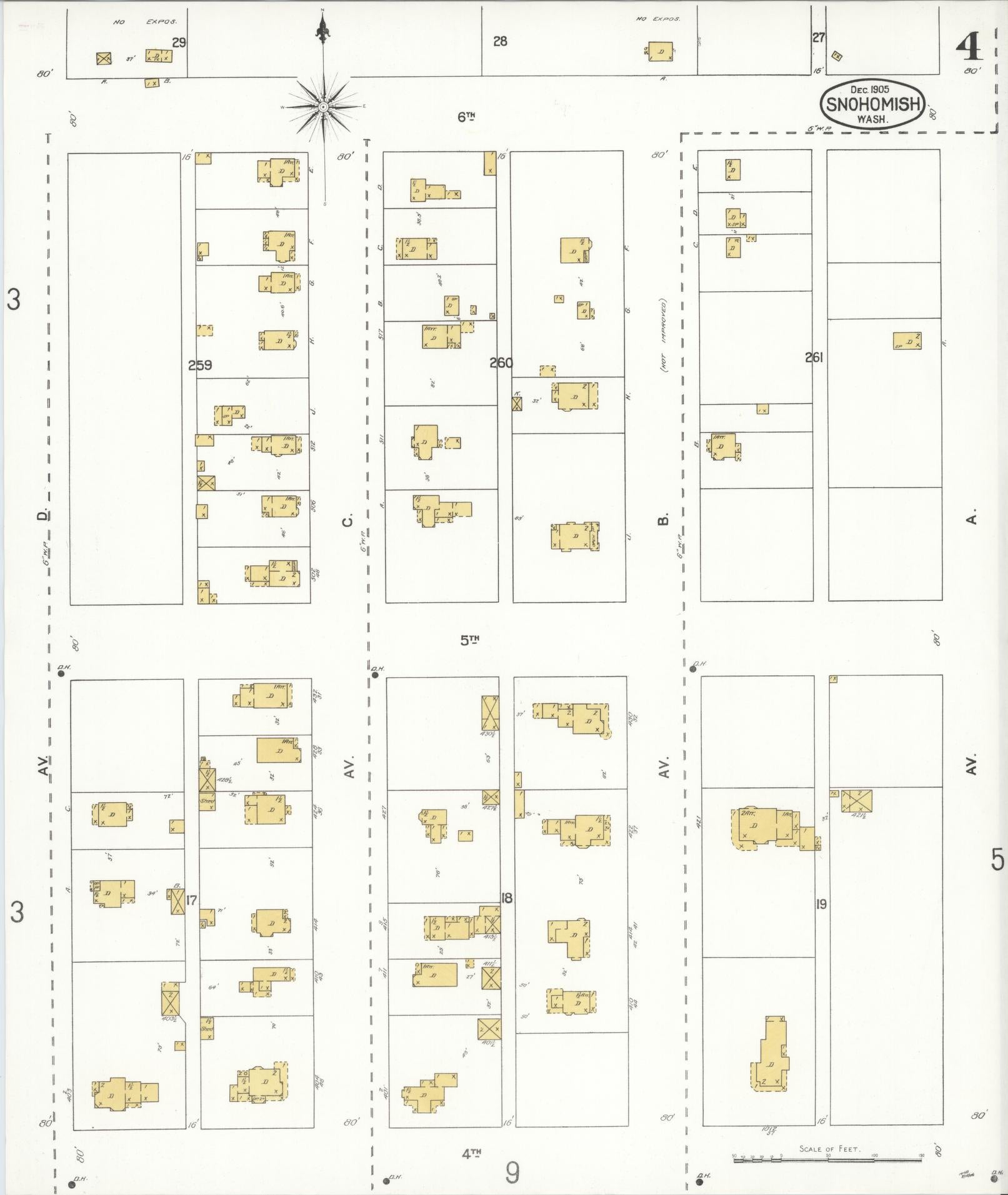 Sanborn Fire Insurance Map from Snohomish, Snohomish County, Washington (1905), Sheet #0004 - Complete Map Set gallery image, historic Sanborn map, vintage wall art, Washington Washington