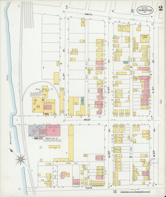 Sanborn Fire Insurance Map from Homestead, Allegheny County, Pennsylvania (1901), Sheet #0002 - Historic Sanborn Fire Insurance Map Print, vintage old map wall art, antique decor, genealogy gift, Pennsylvania Pennsylvania map