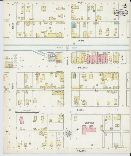 Sanborn Fire Insurance Map from Spencerville, Allen County, Ohio (1895), Sheet #0002 - Historic Sanborn Fire Insurance Map Print, vintage old map wall art, antique decor, genealogy gift, Ohio Ohio map