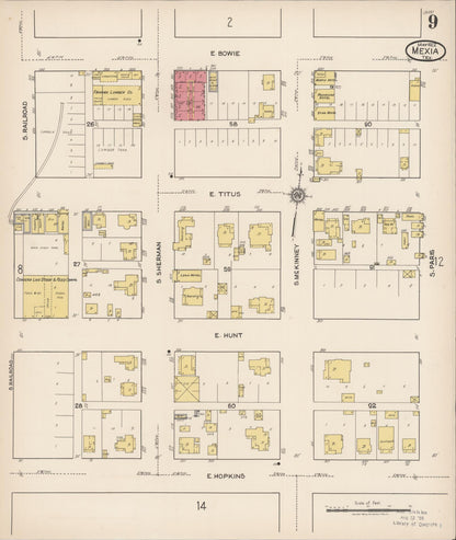 Sanborn Fire Insurance Map from Mexia, Limestone County, Texas (1922), Sheet #0009 - Complete Map Set gallery image, historic Sanborn map, vintage wall art, Texas Texas